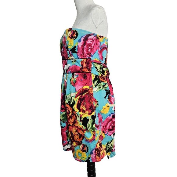 Vibrant Arden B Bright Floral Strapless Mini Dress - Picture 2 of 5